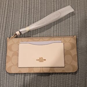 Brand New Coach Tan Wristlet with Cream Details w/o Tags